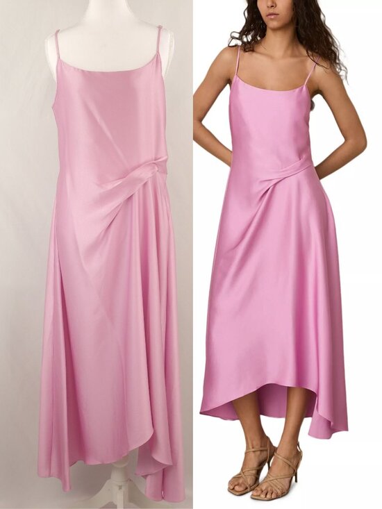 Reiss Dresses & Skirts - Reiss Zoey Satin Drape Ruched Midi Slip Dress, Light Pink, US 8